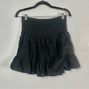 Talulah black smocked mini eyelet and ruffle detail size large